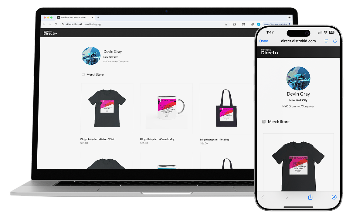 Preview of a Direct merch store